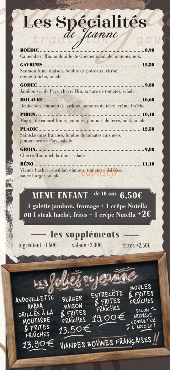 La crêperie de Jeanne — carte page 4