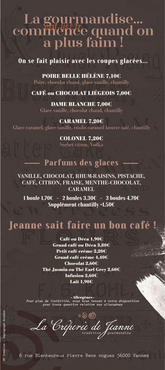 La crêperie de Jeanne — carte page 2