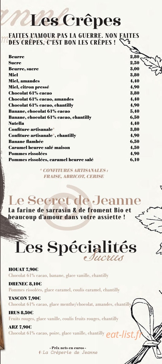 La crêperie de Jeanne — carte page 3