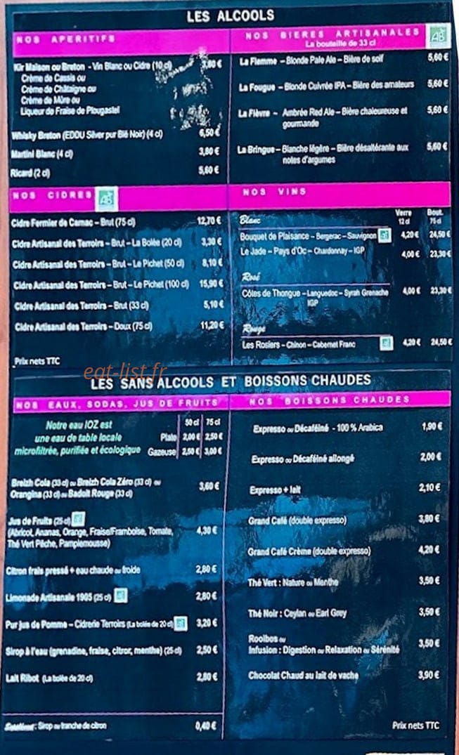 La Crêperie Sarra'Zen — carte page 2