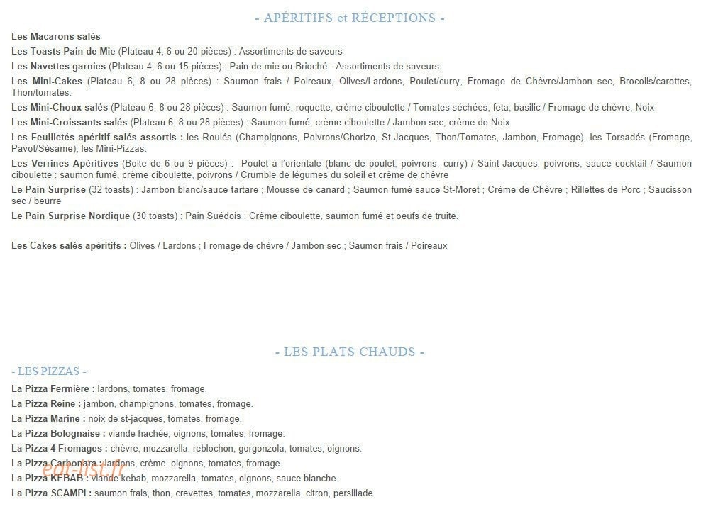 La Huche à Pain — carte page 1