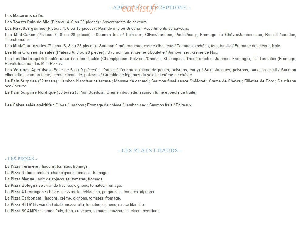 La Huche à Pain — carte page 1
