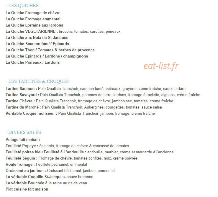 La Huche à Pain — carte page 2