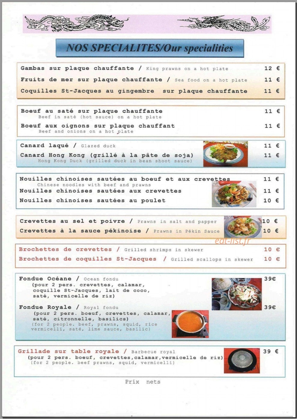 La Saigonnaise — carte page 8