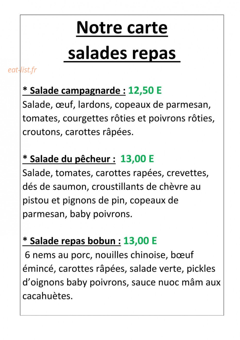 Le bistrot des douves — carte page 3