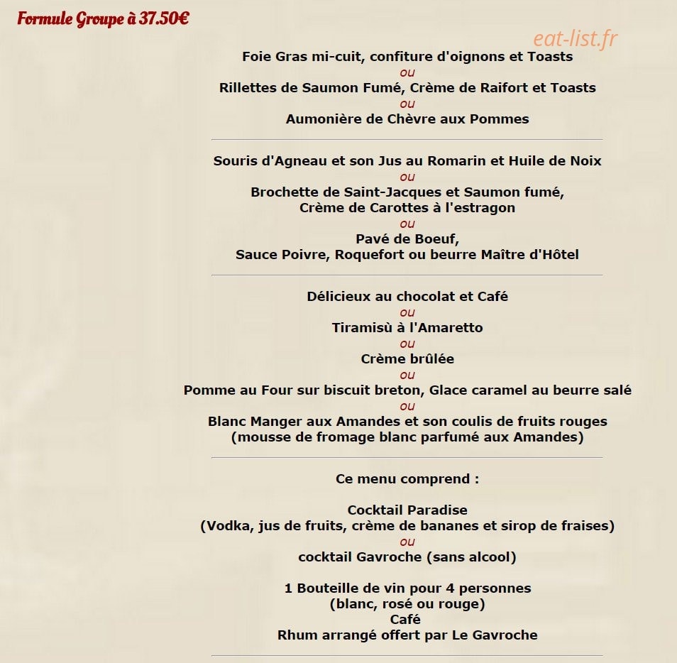 Le gavroche — carte page 5