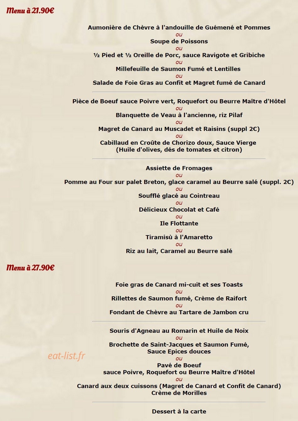 Le gavroche — carte page 1