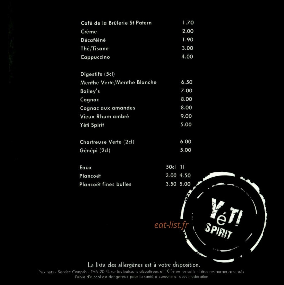 Le Yeti — carte page 5