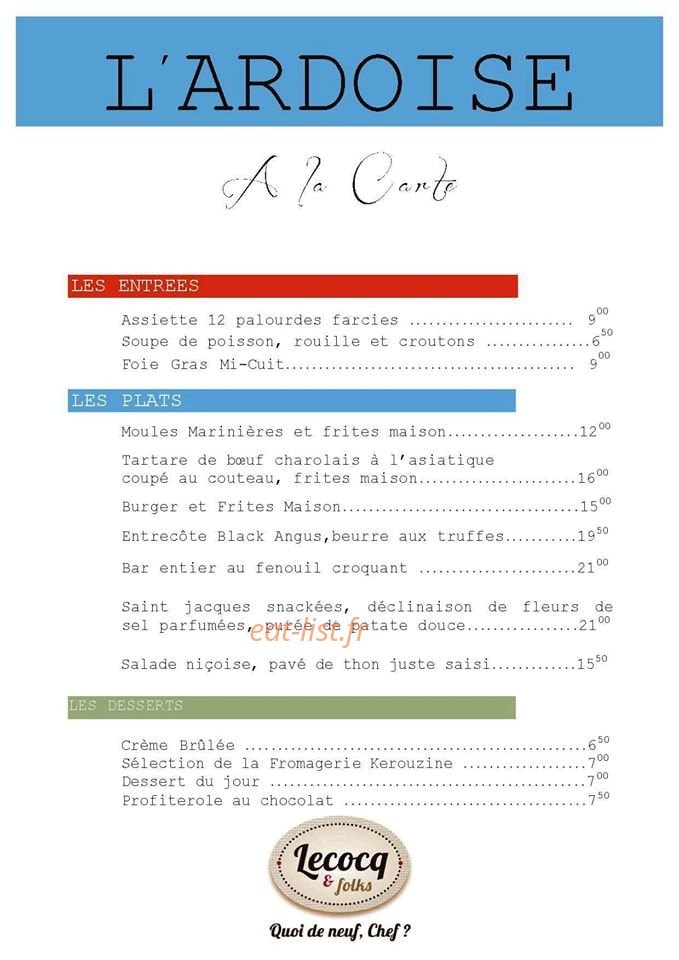 Lecocq & Folks — carte page 2