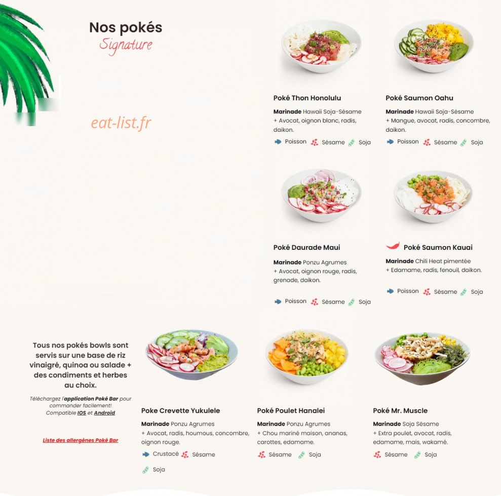 Poke Bar — carte page 1
