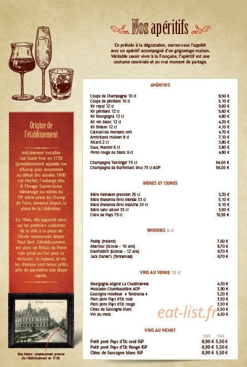 Restaurant A l'Image Sainte Anne — carte page 4