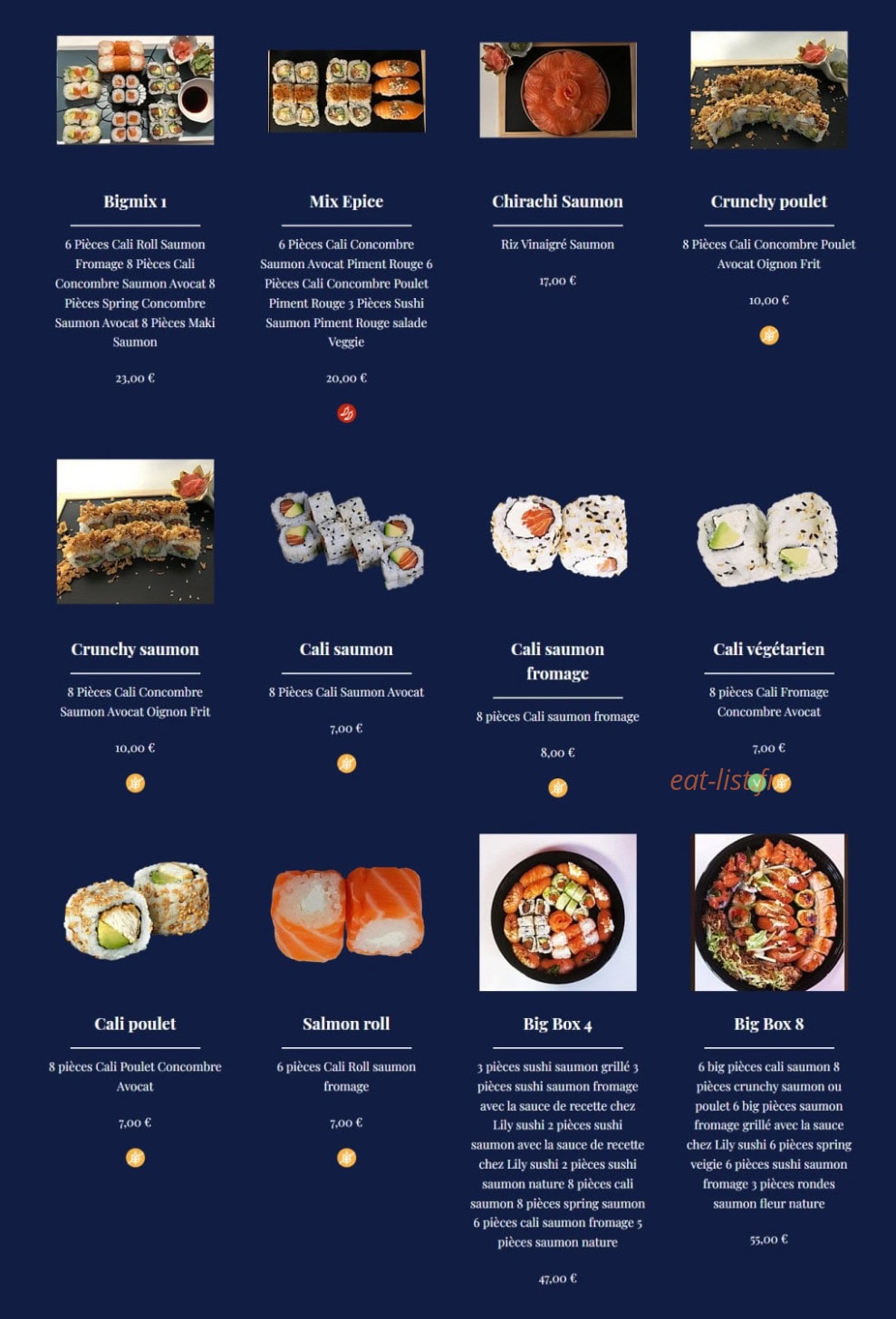 Restaurant Lily Sushi — carte page 2