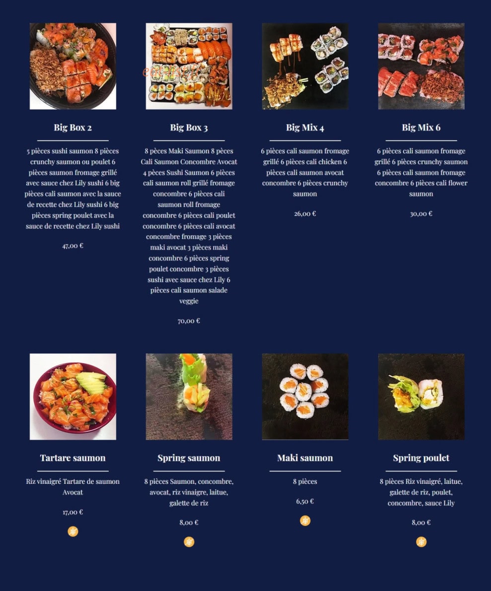 Restaurant Lily Sushi — carte page 3