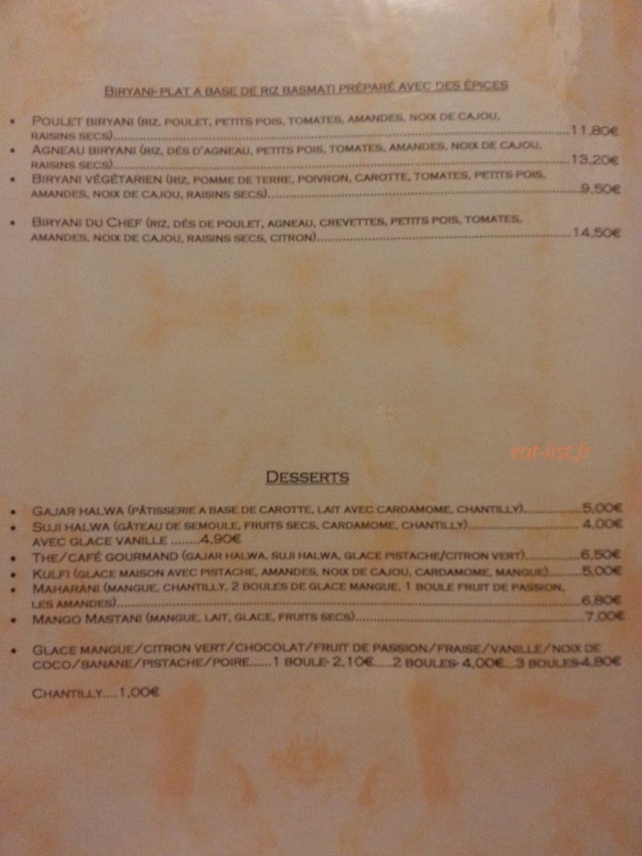Saveurs de l'Inde — carte page 3