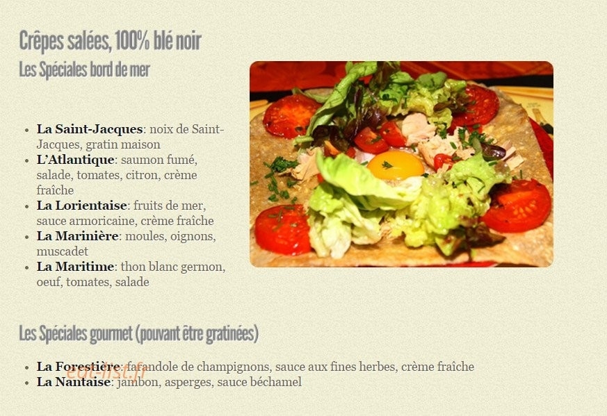Crêperie Au Petit Breton — carte page 1