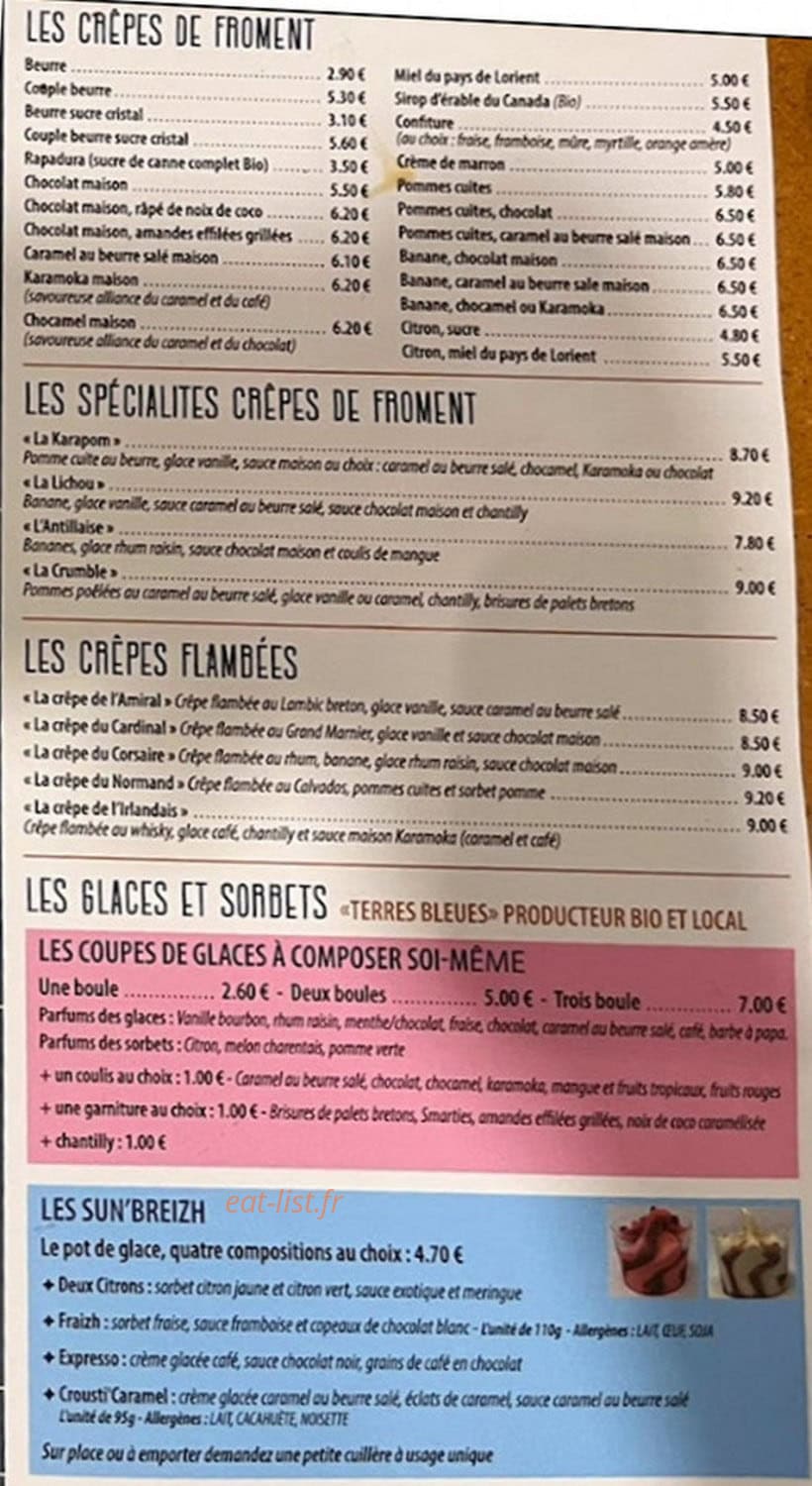 Crêperie du Port — carte page 2