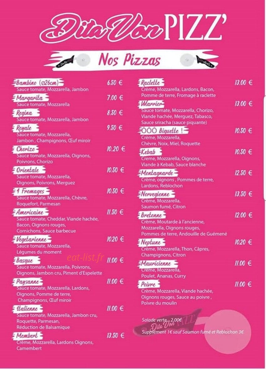 Dita Von Pizz' — carte page 1