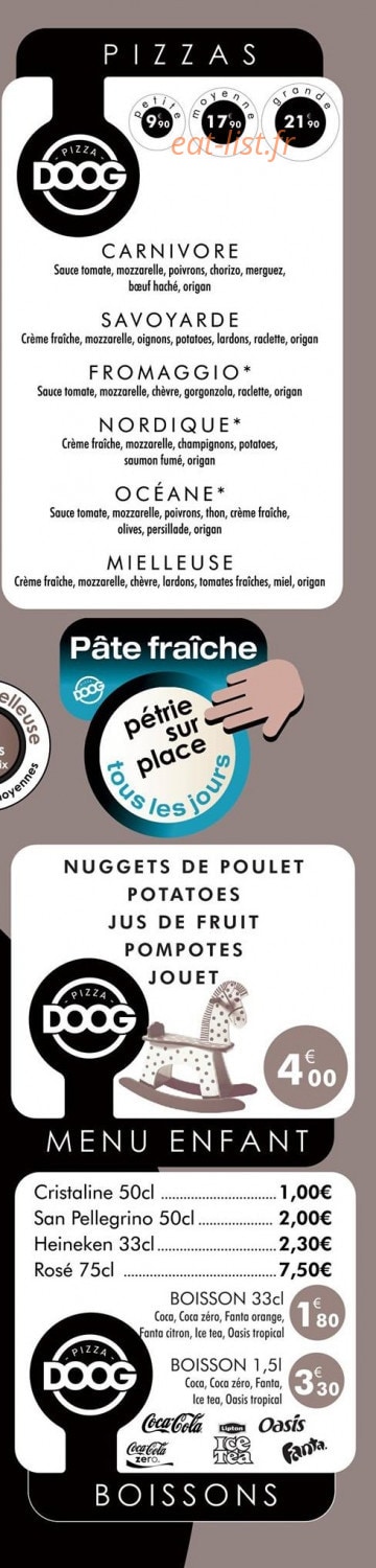 Doog Pizza — carte page 3