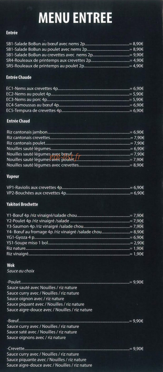 Dragon Sushi — carte page 1