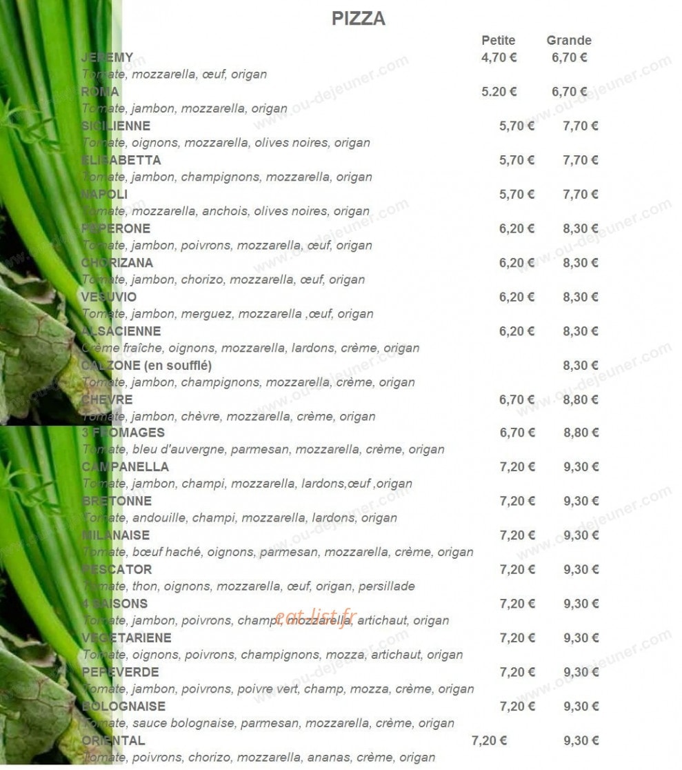 Enzo Pizza — carte page 3