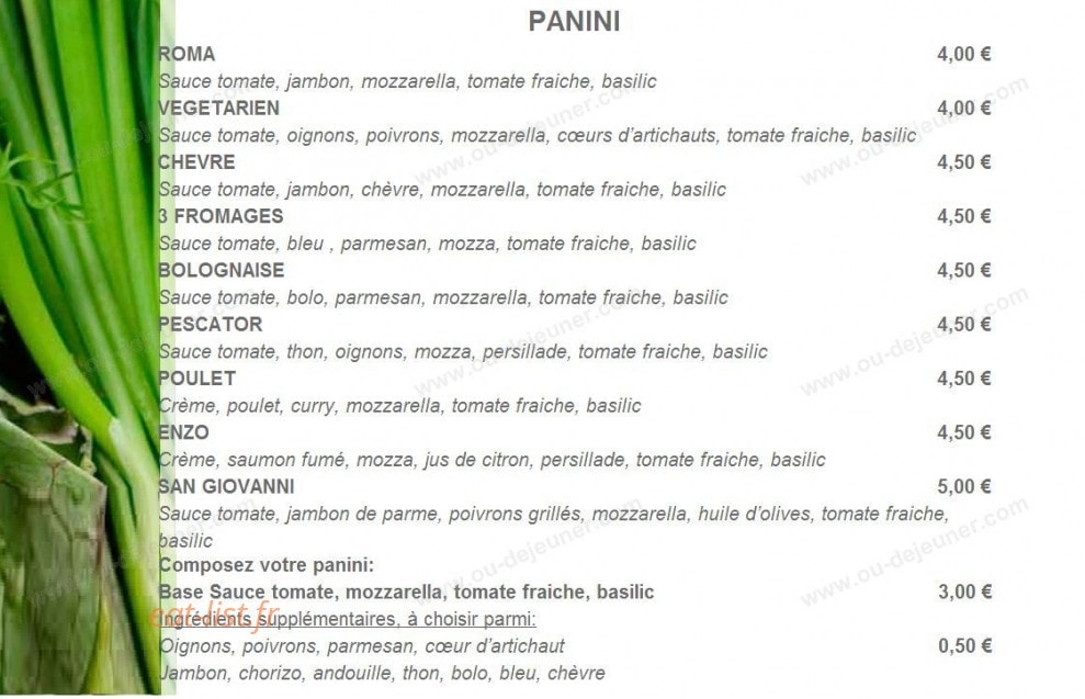 Enzo Pizza — carte page 2