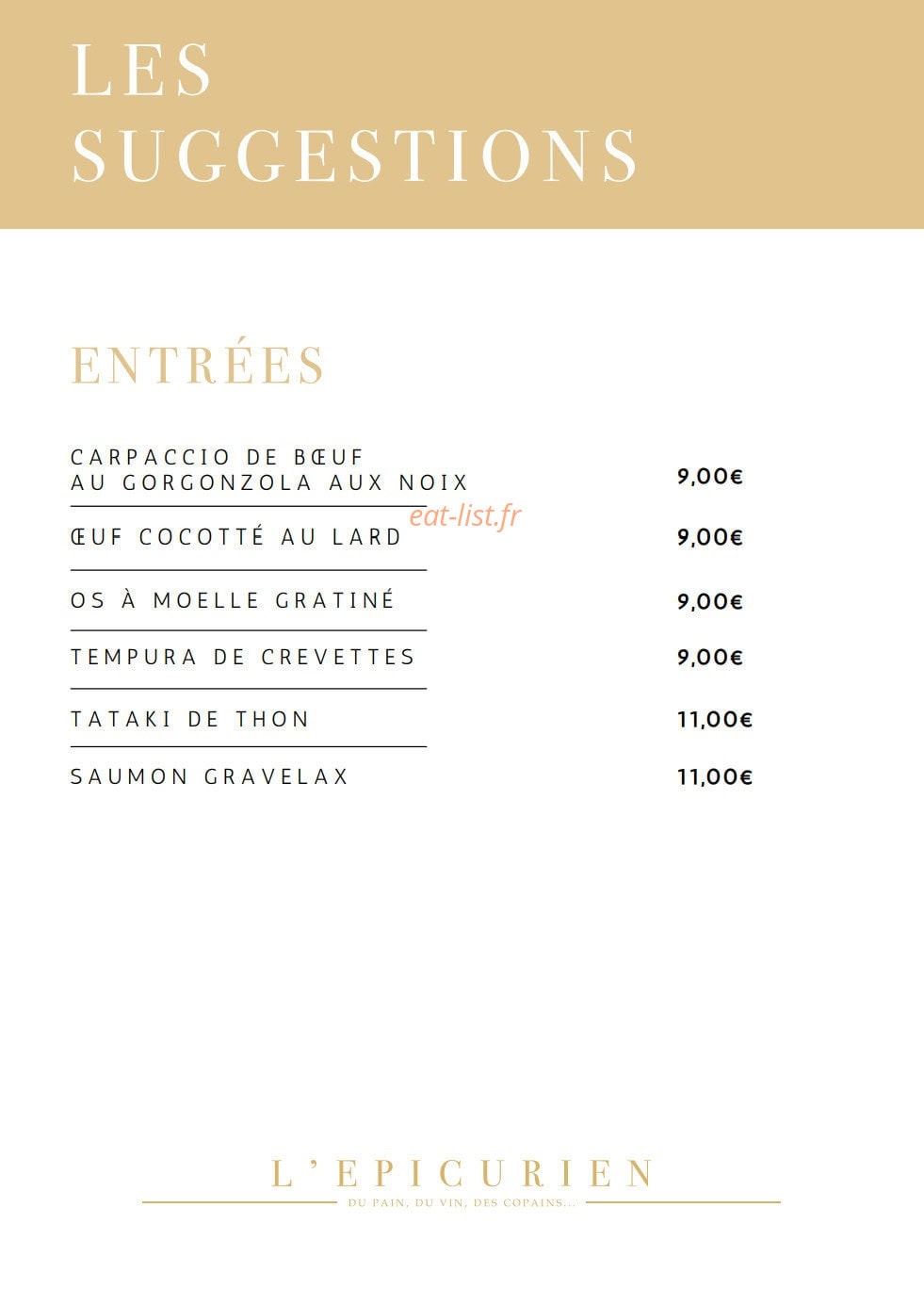 L'Épicurien — carte page 2