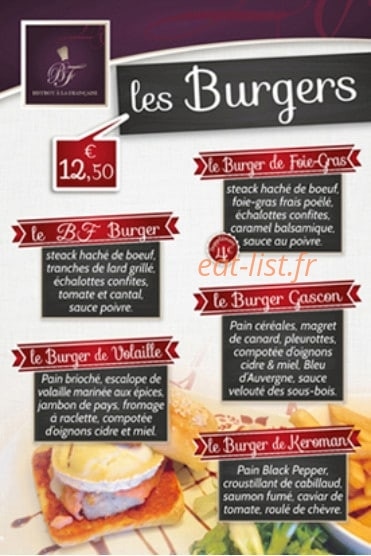 Le bistrot à la Française — carte page 1