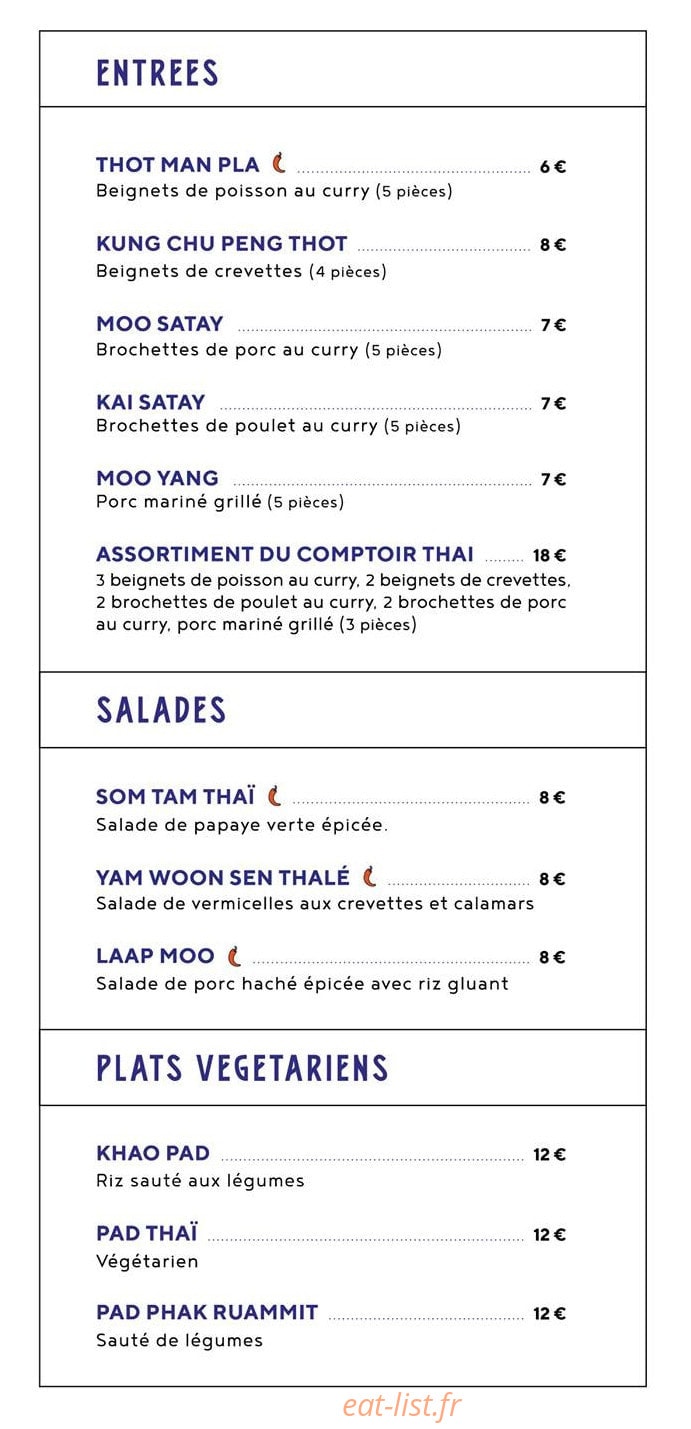 Le Comptoir Thai — carte page 2