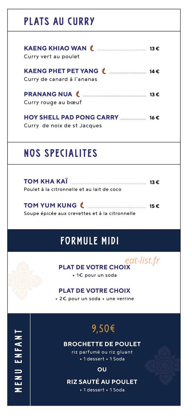 Le Comptoir Thai — carte page 4