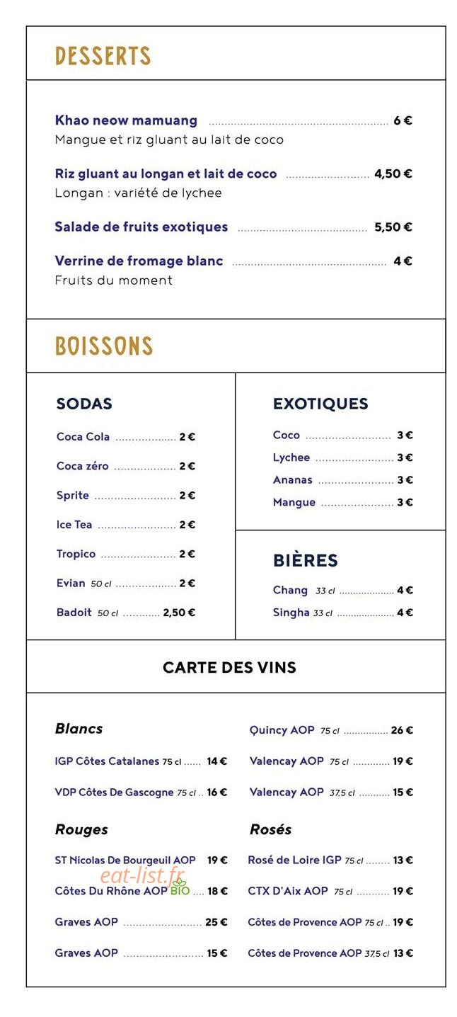Le Comptoir Thai — carte page 5