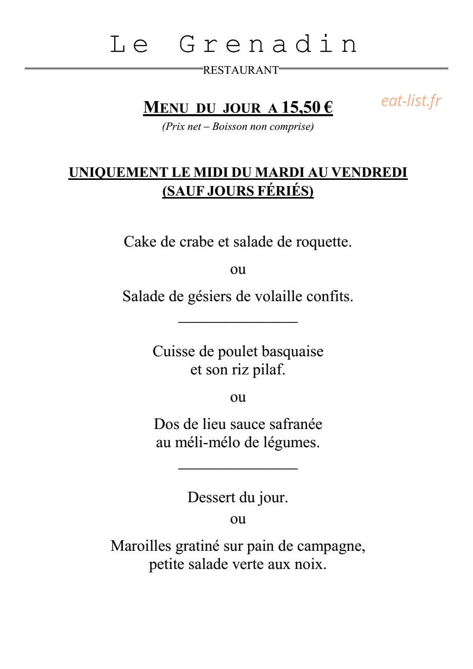 Le Grenadin — carte page 3