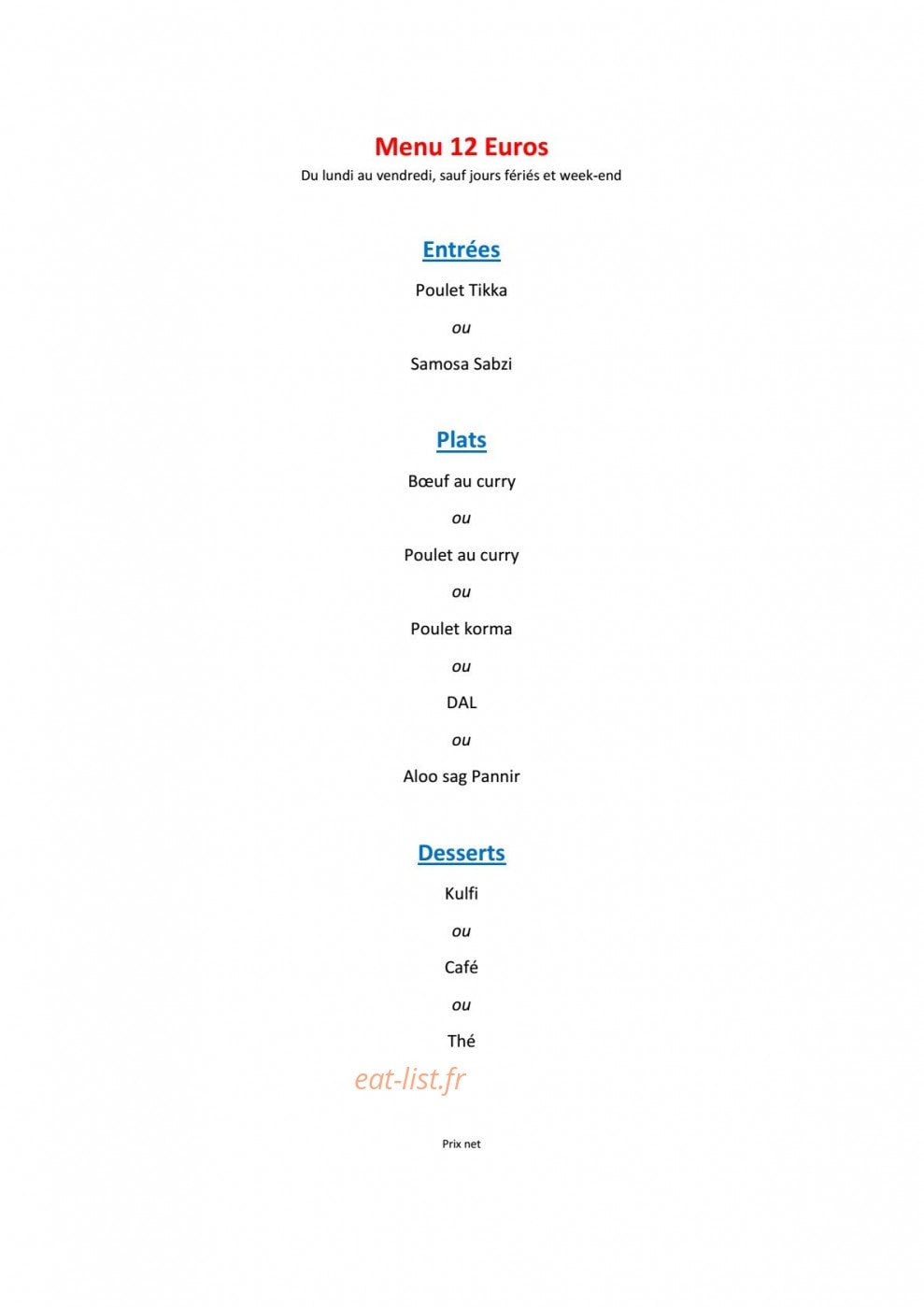 Le Tandoor — carte page 7