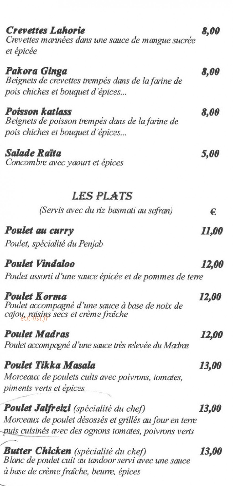Le Tandoor — carte page 3