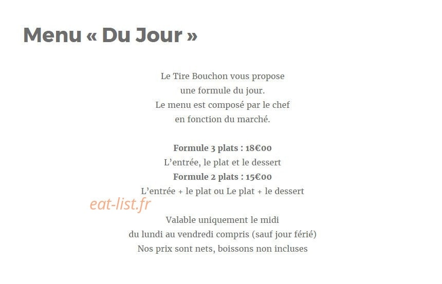 Le Tire Bouchon — carte page 1