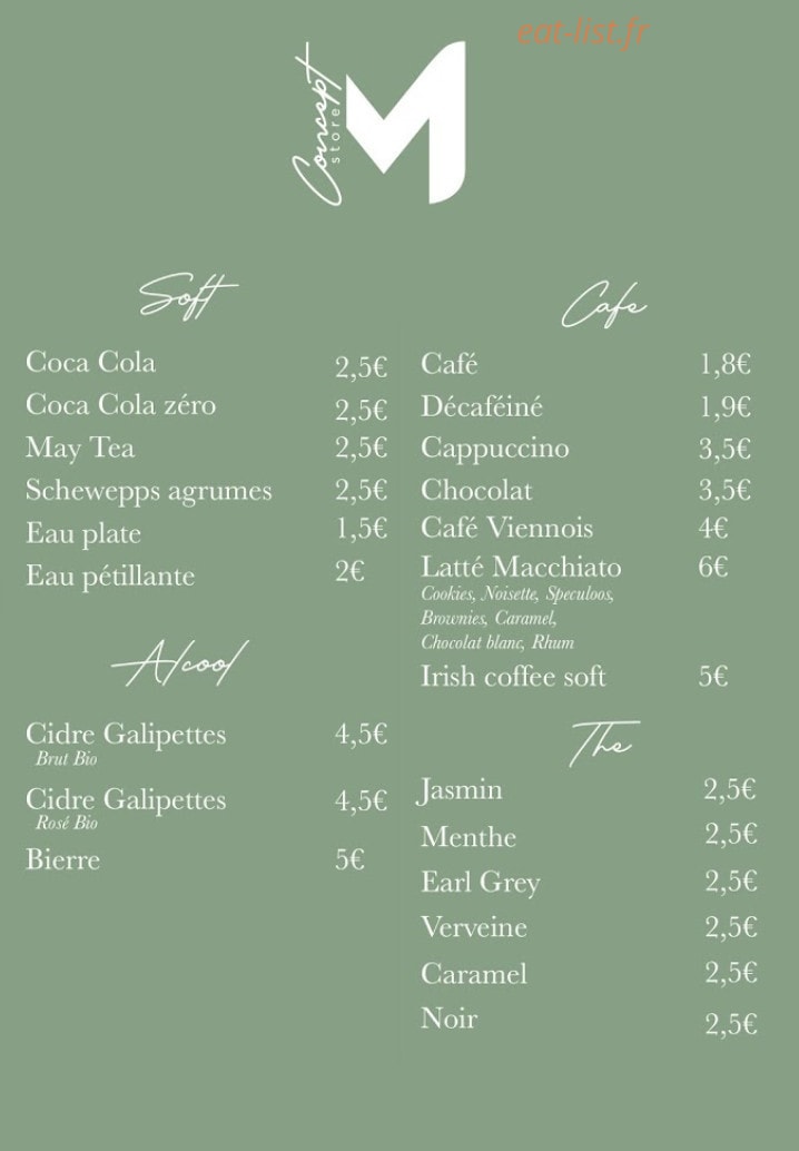 M Concept Store — carte page 1