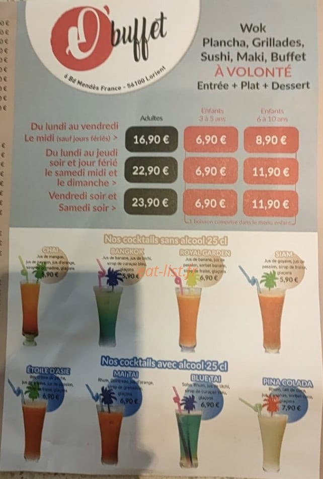 O Buffet — carte page 1