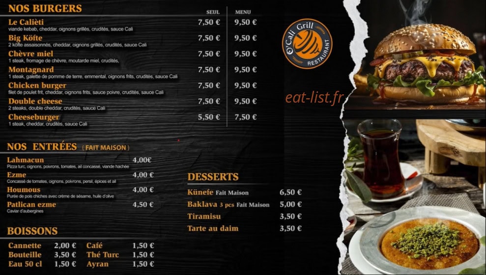 O'Cali Grill — carte page 1