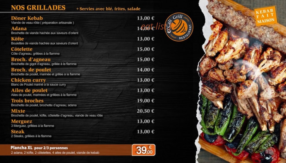 O'Cali Grill — carte page 3