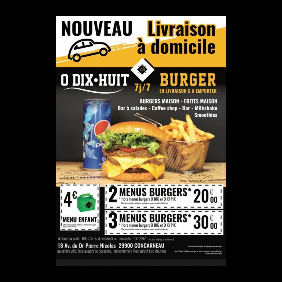O Dix Huit Burger — carte page 1