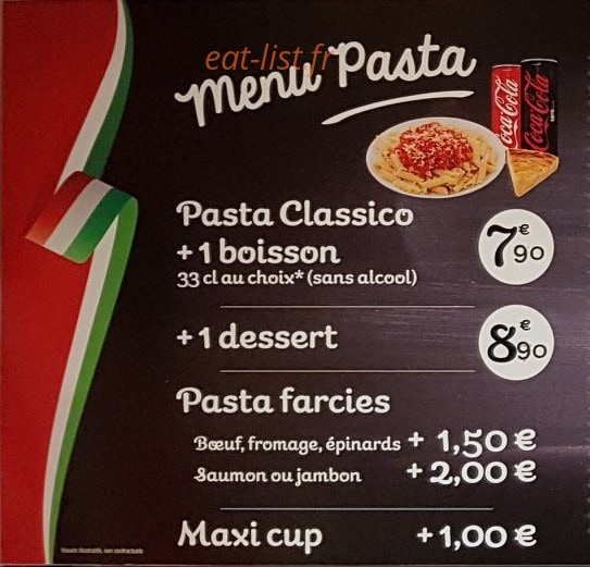 Paoza Pasta — carte page 1