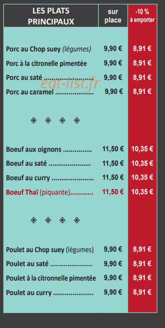 Restaurant Hong Kong — carte page 3