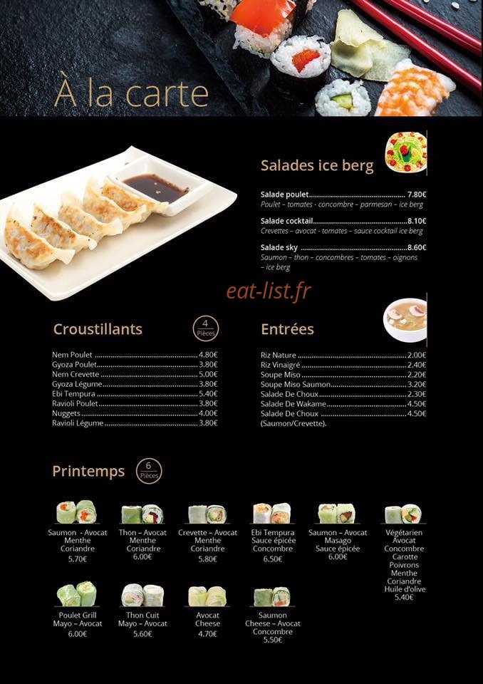 Sky Sushi — carte page 2