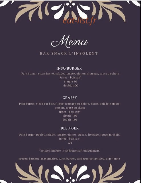 Snack L'insolent — carte page 1