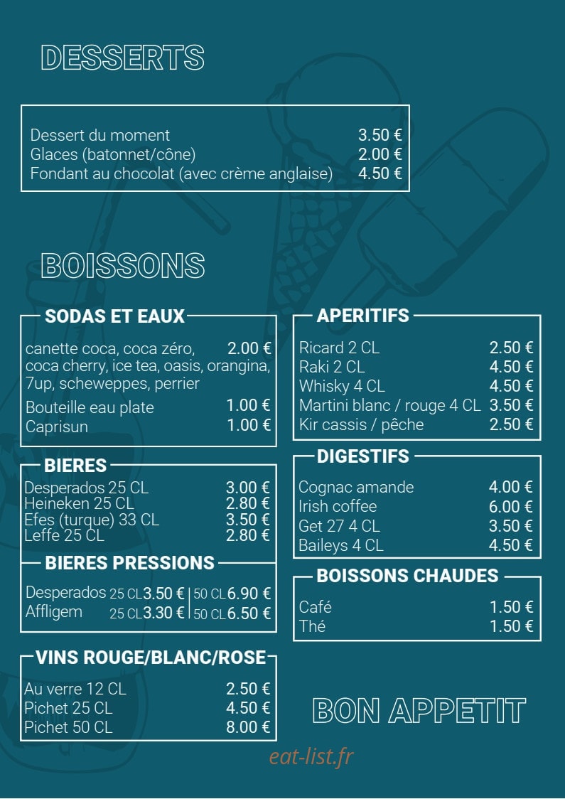 Kebab De La Gare — carte page 4