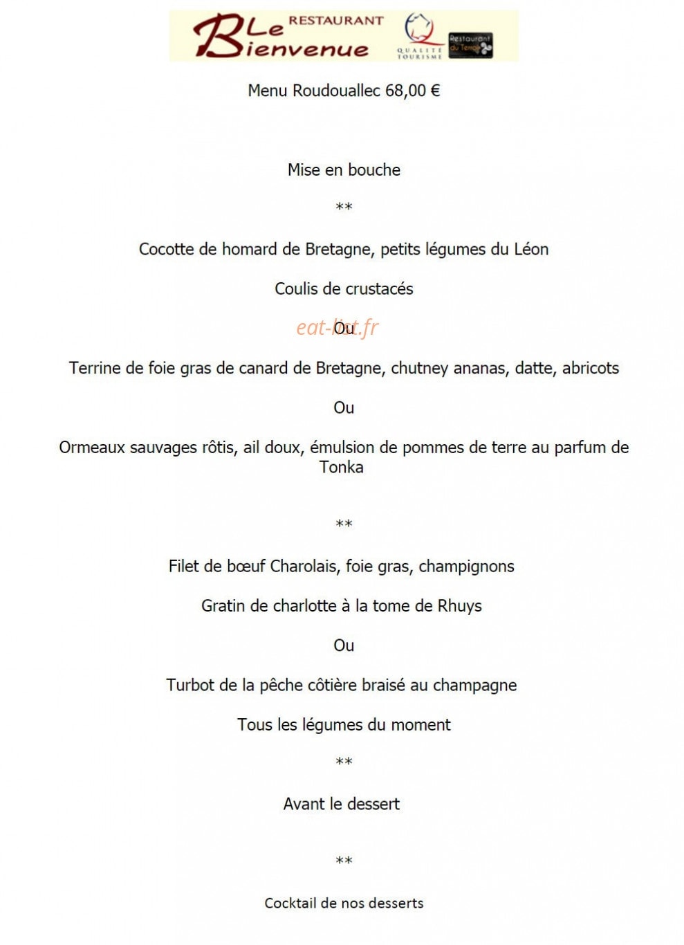 Le bienvenue — carte page 4