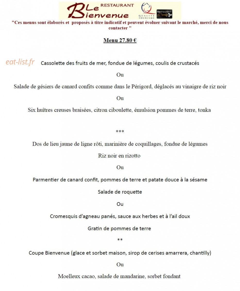 Le bienvenue — carte page 1