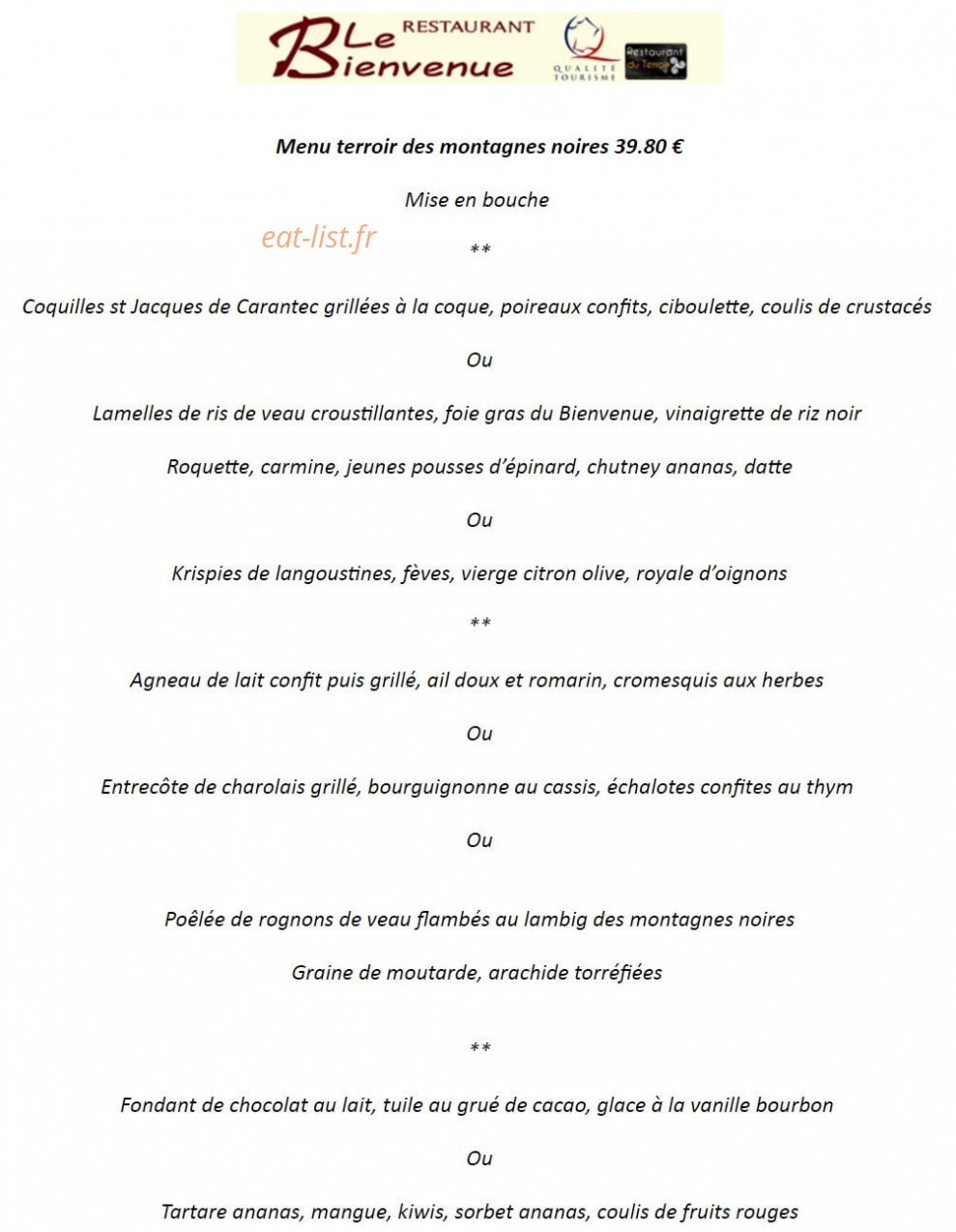 Le bienvenue — carte page 3
