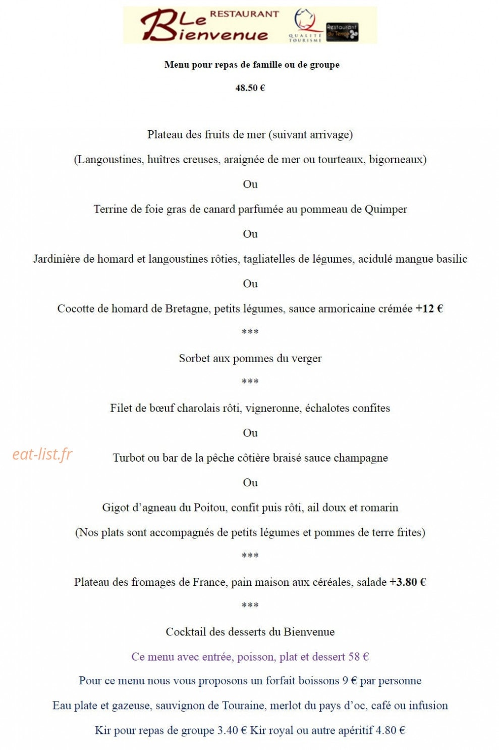 Le bienvenue — carte page 6