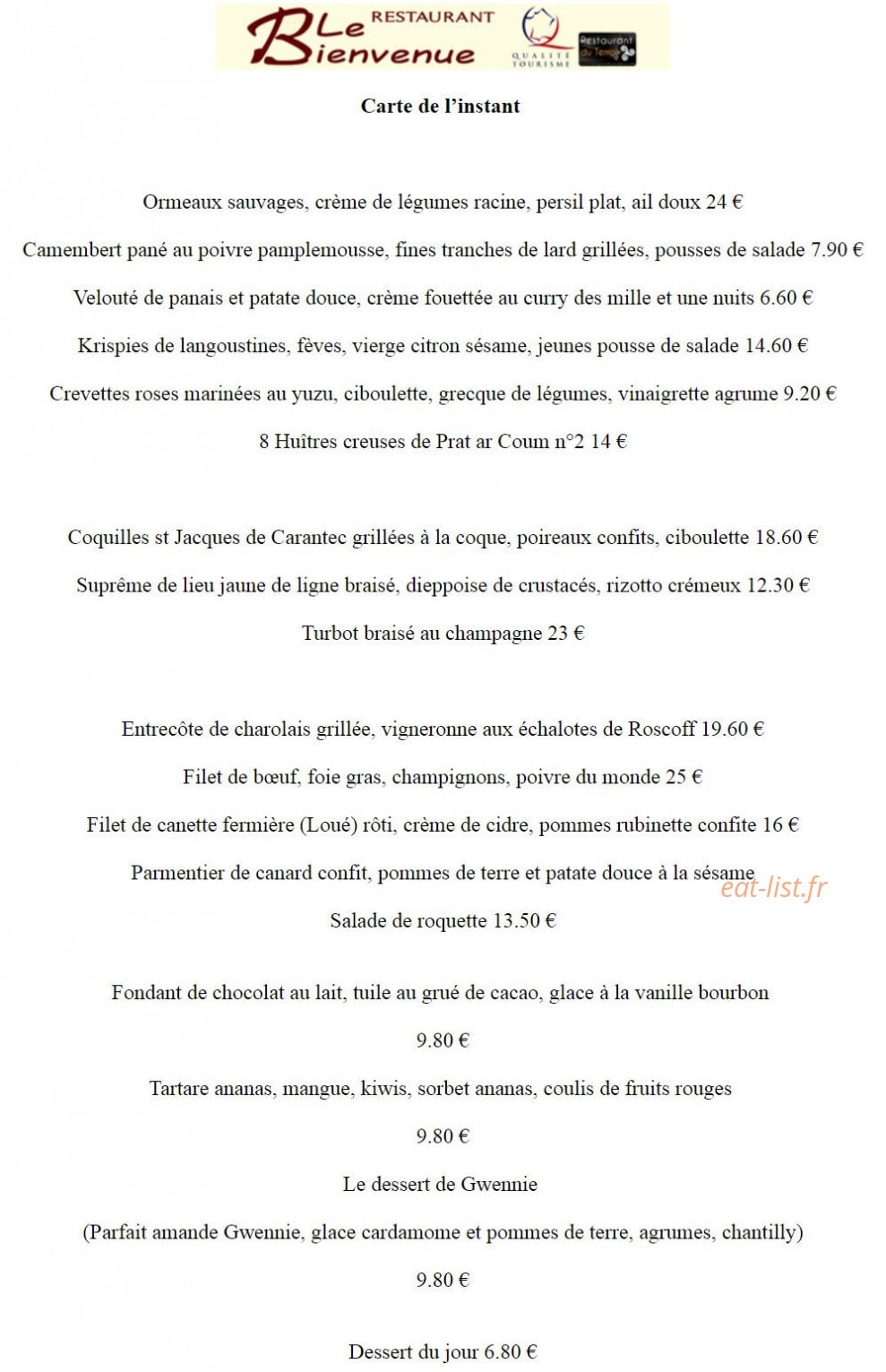 Le bienvenue — carte page 5