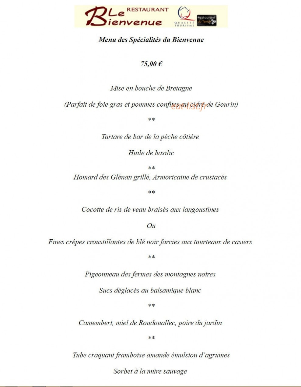 Le bienvenue — carte page 9